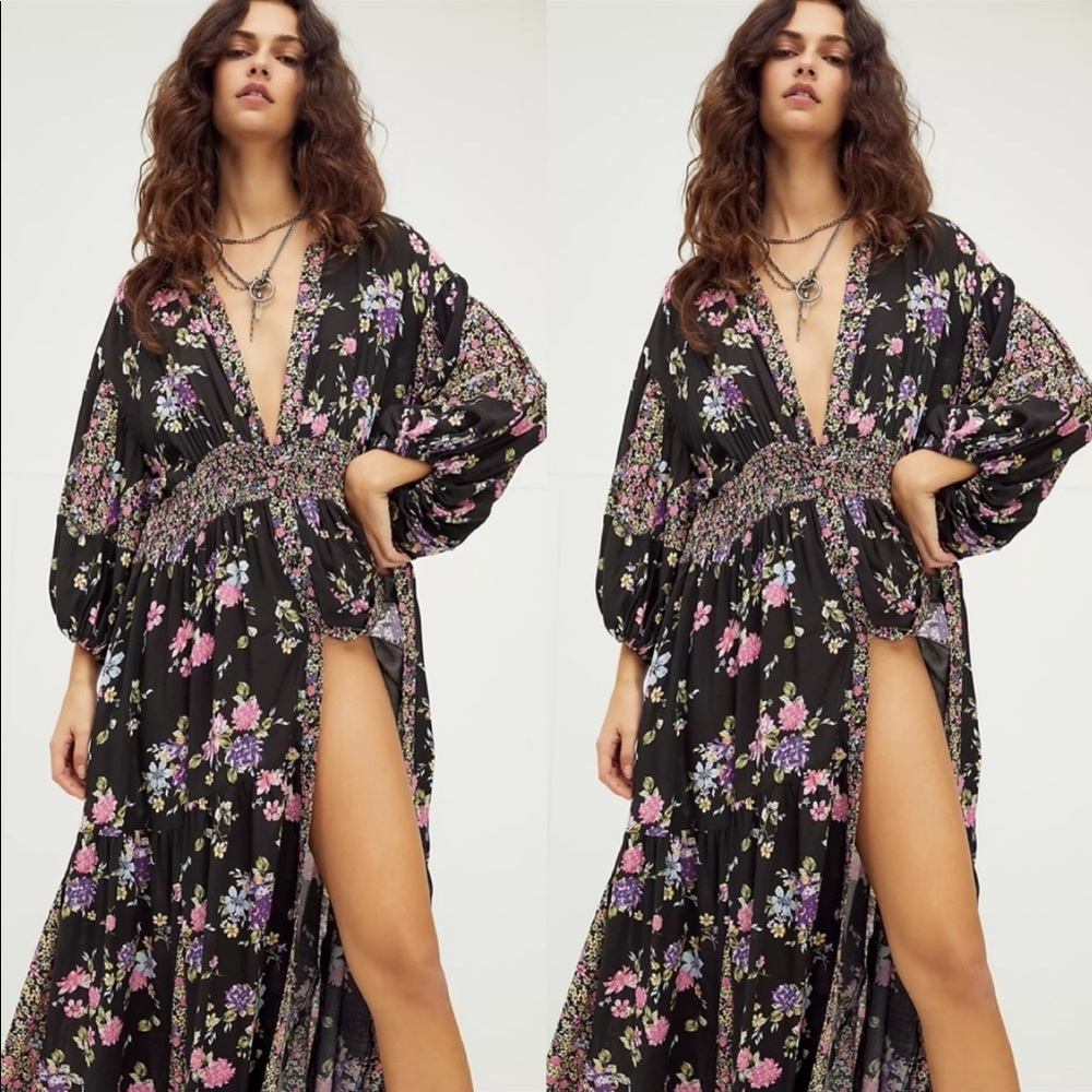 Free People Prairie Punk Shirt Maxi Dress
